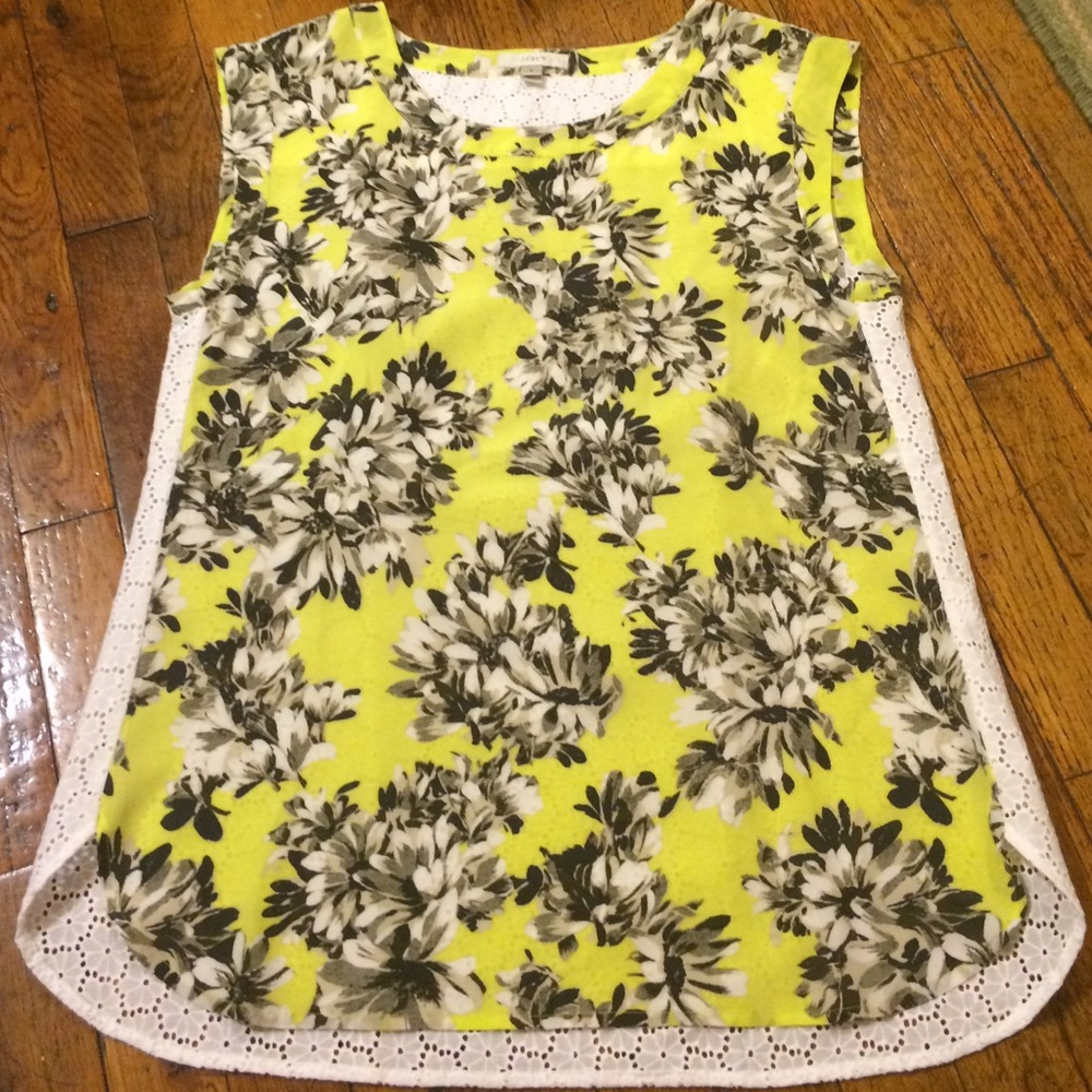 J.Crew sleeveless drapey photo floral & eyelet top